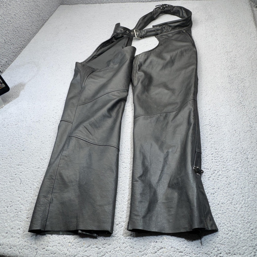 Harley-Davidson Pants Mens XL Black Leather Chaps Flared Pockets